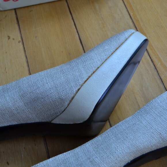 Vintage YVES SAINT LAURENT YSL Canvas High Heels Women Size 8.5M - Picture 4 of 14